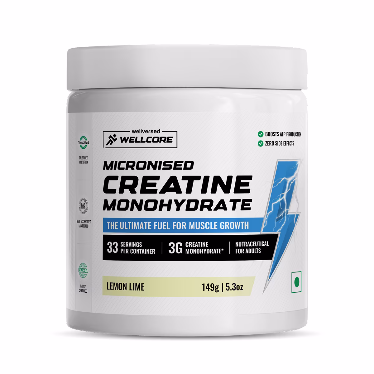 Wellcore - Pure Micronised Creatine Monohydrate | Lemon Lime (149g, 33 servings) Rapid Absorption | Enhanced Muscle Strength & Power | Fast Recovery | Increased Muscle Mass